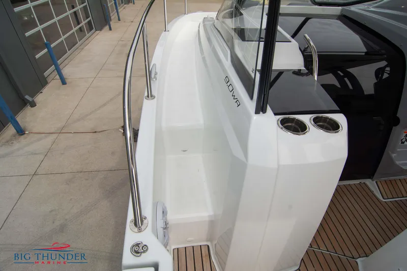 Slide: The Image of 2024 Jeanneau Leader 9.0 WA boat deck with sleek design and modern features. - 46