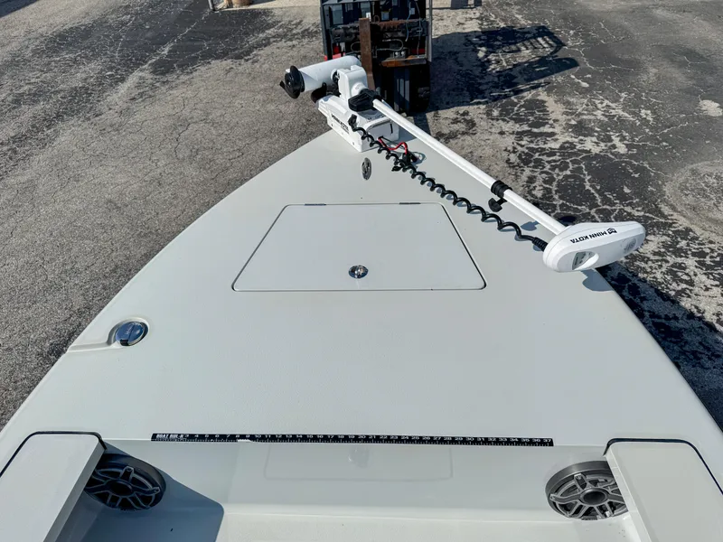 Slide: The Image of Vtech 18Flats 2022 boat deck with trolling motor and speakers. - 17