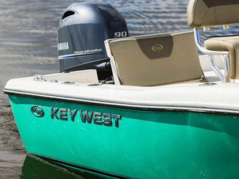 Slide: The Image of 2025 Key West 179 FS boat with Yamaha engine on water. - 22