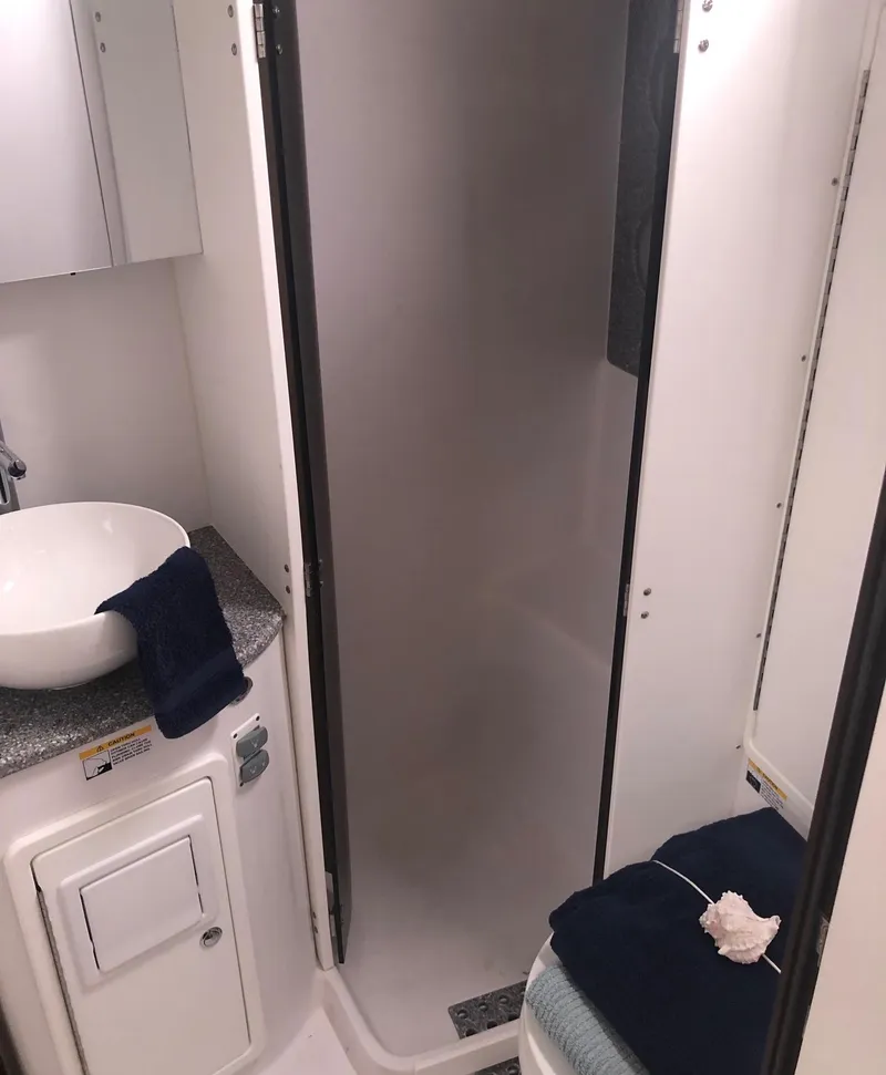 Slide: The Image of 2023 Catalina 425 yacht bathroom with modern sink and shower. - 23