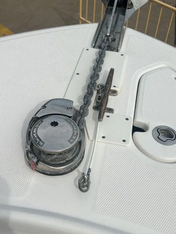 Slide: The Image of 2023 Robalo R242 boat anchor system with chain and winch. - 33