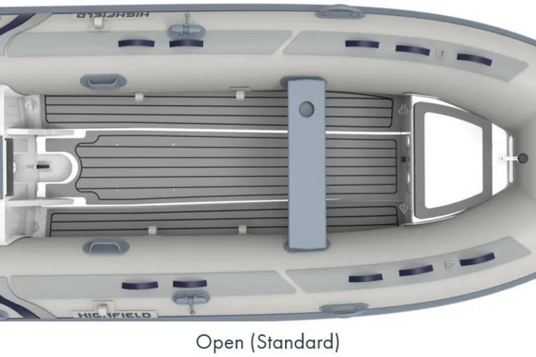 The Image of 2025 Highfield CL360 inflatable boat, open standard layout, top view. - 2