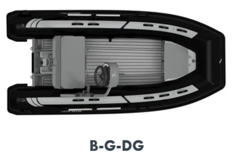 Slide: The Image of Top view of a 2025 Highfield CL360 boat with steering console and seating. - 6