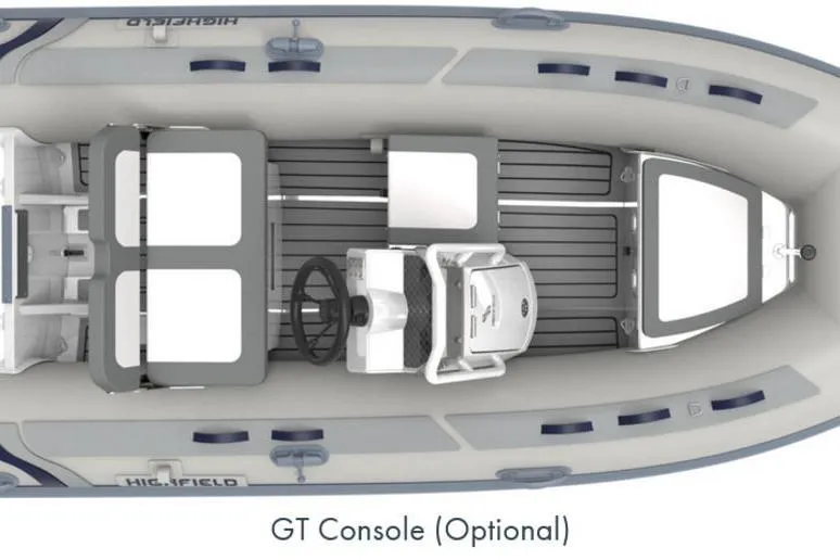 Slide: The Image of 2025 Highfield CL360 boat with optional GT console, top view. - 7