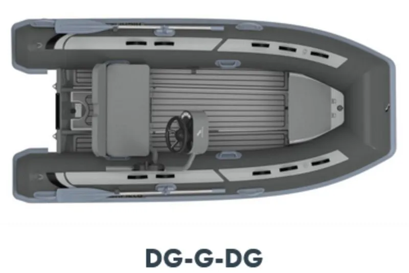 Slide: The Image of Top view of 2025 Highfield CL360 boat, gray interior, labeled "DG-G-DG". - 5
