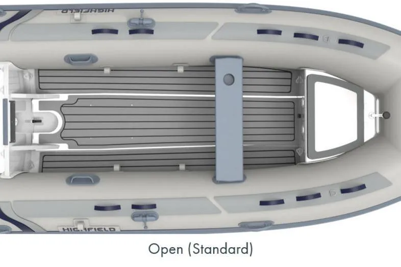 Slide: The Image of 2025 Highfield CL380 inflatable boat, top view, open standard layout. - 4