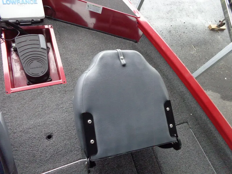 Slide: The Image of 2020 Lowe Stinger 175C boat interior with seat and foot pedal. - 40