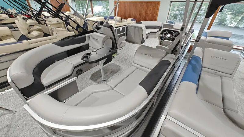 Slide: The Image of 2024 South Bay 224RS LE 2.75 pontoon boat interior with luxurious seating and modern design. - 8