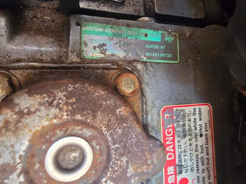 Slide: The Image of Close-up of a Catalina 380 engine label, year 2000. - 23