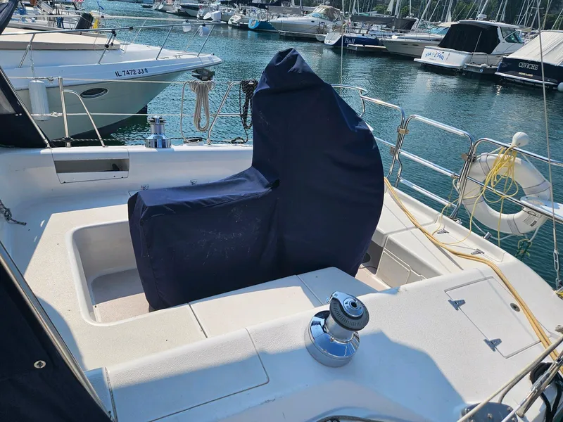 Slide: The Image of Catalina 380 sailboat cockpit with cover, year 2000. - 4