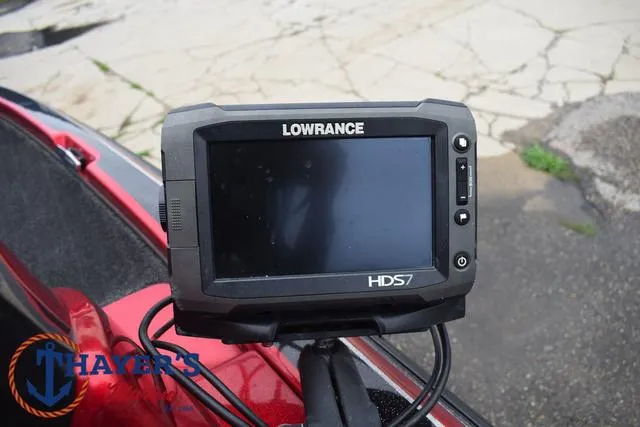 Slide: The Image of Lowrance HDS7 fishfinder on 2014 Nitro Z Series Z-6 boat, red interior. - 27