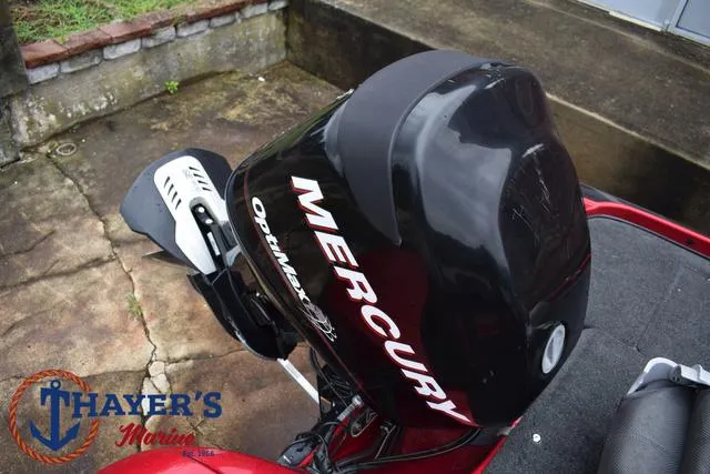 Slide: The Image of Mercury Optimax engine on 2014 Nitro Z Series Z-6 boat at Thayer's Marine. - 35