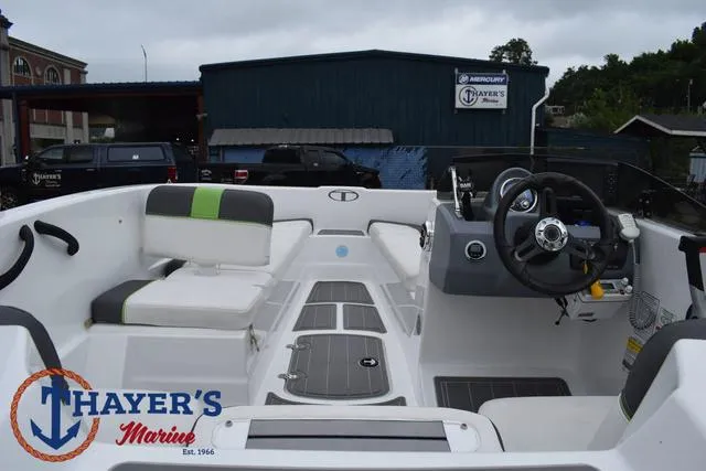 Slide: The Image of 2022 Tahoe T16 boat interior at Thayer's Marine dealership. - 40