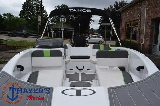 Slide: The Image of 2022 Tahoe T16 boat interior with seating, displayed at Thayer's Marine. - 41