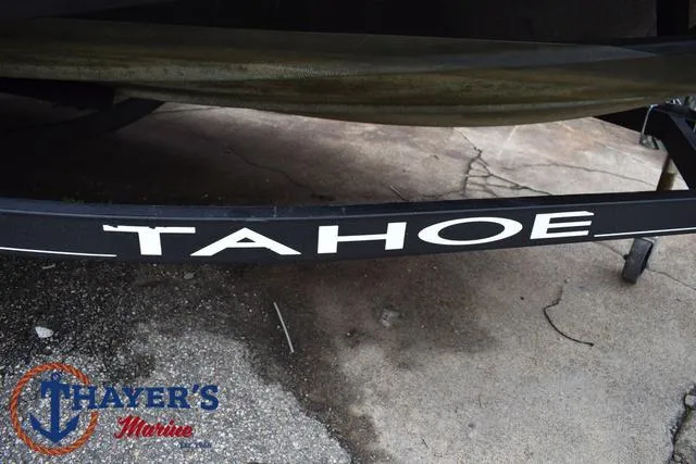 Slide: The Image of Tahoe T16 boat trailer with Thayer's Marine logo, 2022 model. - 6