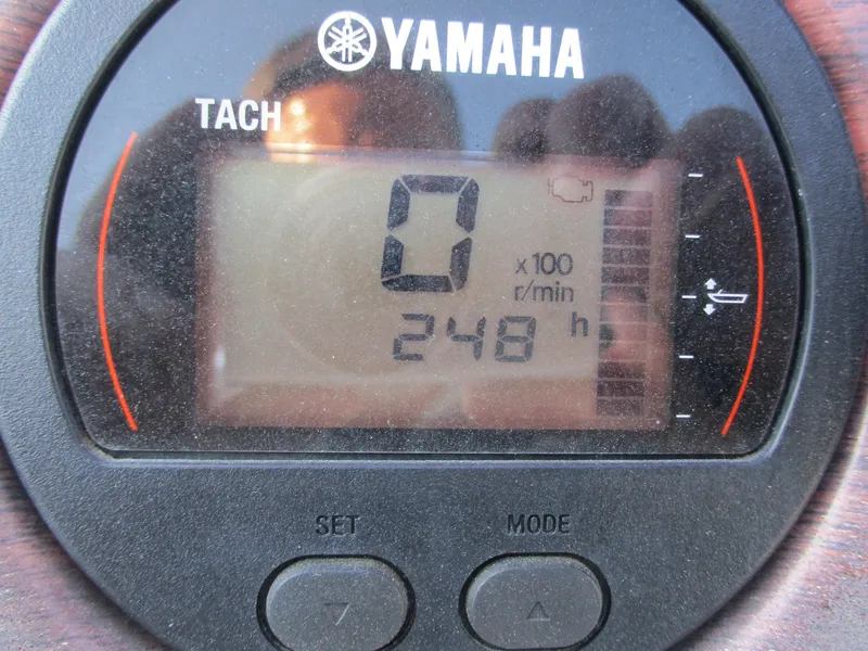 Slide: The Image of Yamaha tachometer displaying 248 hours on Avalon Excalibur 27' boat, 2007 model. - 16