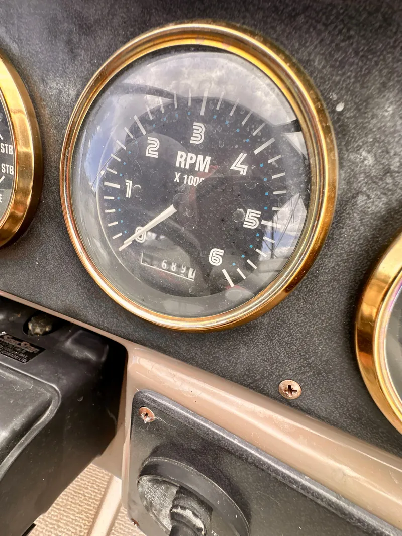 Slide: The Image of Close-up of RPM gauge on 2000 Carver 396 Motor Yacht dashboard. - 38