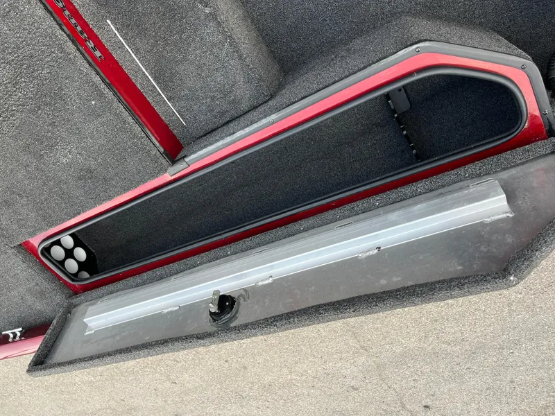 Slide: The Image of 2016 Ranger RT 178 Tournament edition boat storage compartment, open and empty. - 40