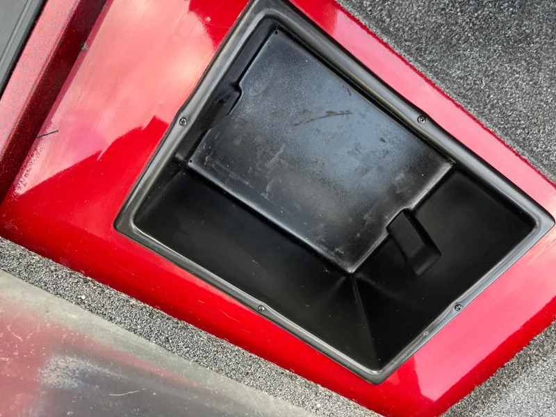 Slide: The Image of 2016 Ranger RT 178 Tournament edition storage compartment, red and black interior. - 42