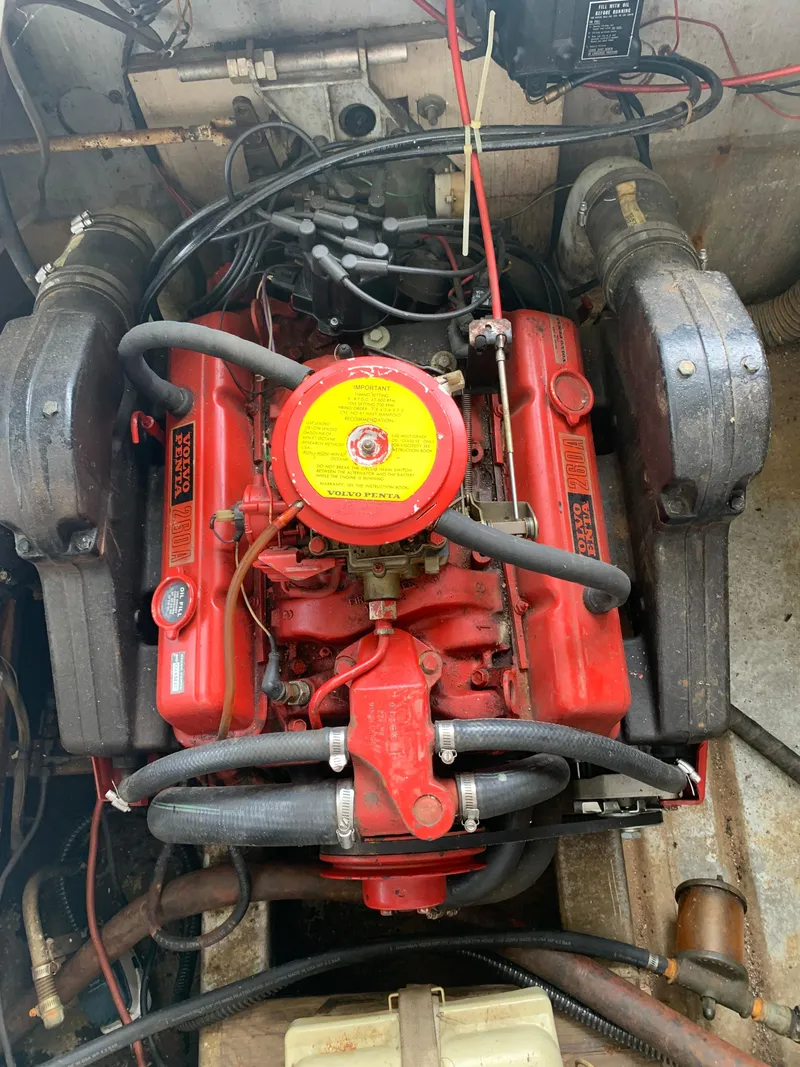 Slide: The Image of 1965 Lazy Days Custom engine, vibrant red, detailed components, vintage design. - 26