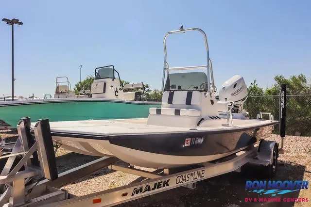 Slide: The Image of 2024 Majek Boats 18 M2 on trailer in showroom, Ron Hoover RV & Marine Centers. - 3