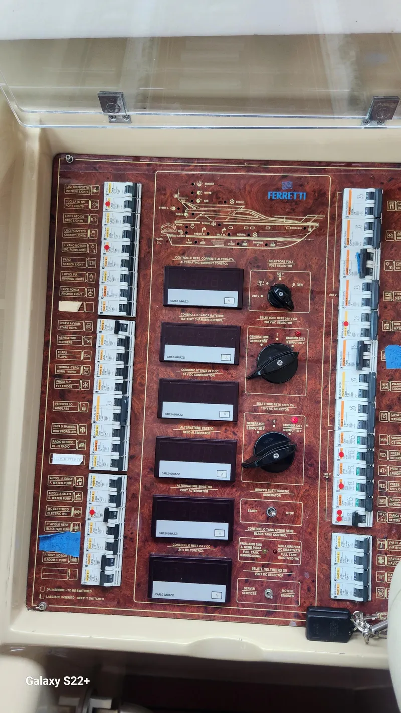 Slide: The Image of Control panel of a 1998 Ferretti Yachts 55 Motor Yacht. - 10