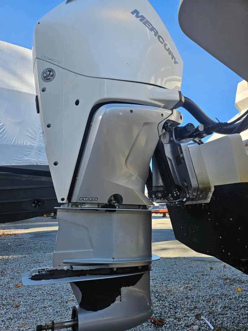 Slide: The Image of 2020 Aquila 36 Sport with Mercury outboard engine, side view. - 45