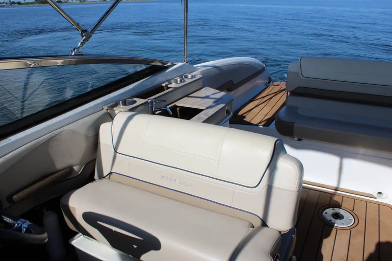 Slide: The Image of 2019 Formula 270 Bowrider boat interior with seating and ocean view. - 16