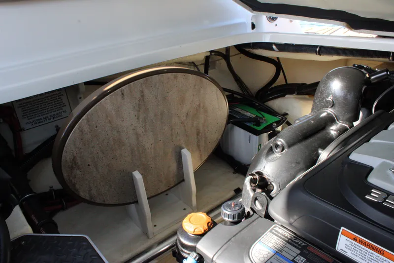 Slide: The Image of Engine compartment of 2019 Formula 270 Bowrider boat, showcasing mechanical components. - 27