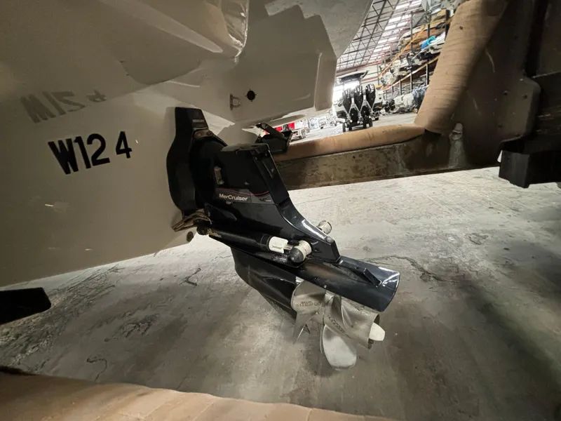 Slide: The Image of 2019 Formula 270 Bowrider boat stern drive in a storage facility. - 29