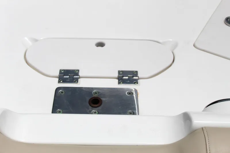 Slide: The Image of 2017 NauticStar 243DC Sport Deck boat deck detail with metal fittings. - 48