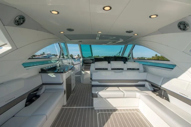 Slide: The Image of Luxurious interior of 2019 Formula 400 Super Sport Crossover yacht with spacious seating. - 17