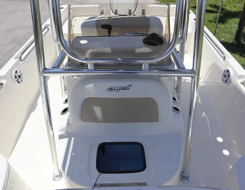 Slide: The Image of 2025 Bulls Bay 2200 boat interior with seating and console. - 7