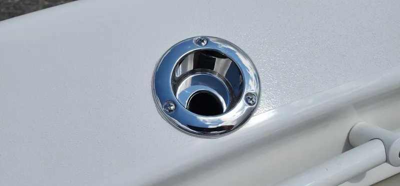 Slide: The Image of Key West 239 FS 2025 boat detail with chrome rod holder. - 31