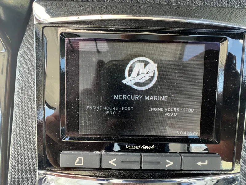 Slide: The Image of Mercury Marine VesselView4 display showing engine hours for 2017 Monterey 355 Sport Yacht. - 31