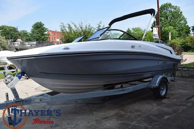 Slide: The Image of 2025 Bayliner VR5 Bowrider Outboard on trailer at Thayer's Marine. - 6