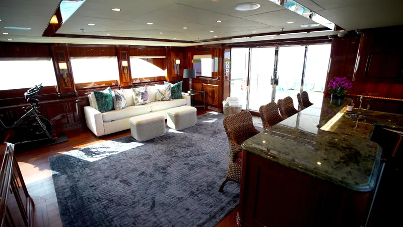 Slide: The Image of Luxurious interior of 2010 Horizon 136 Premier yacht with elegant furnishings and natural light. - 14