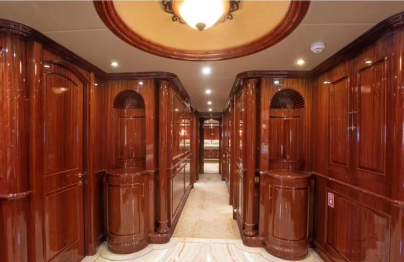 Slide: The Image of Luxurious wooden interior of 2010 Horizon 136 Premier yacht hallway. - 37