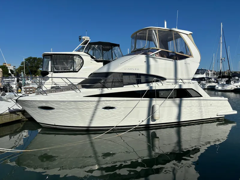 Slide: The Image of 2008 Carver 360 Sport Sedan yacht docked in marina. - 12