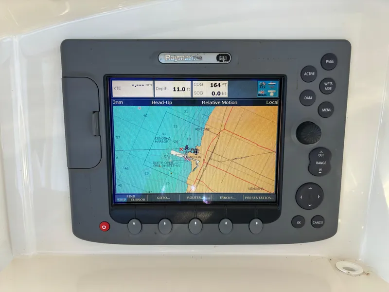 Slide: The Image of Raymarine navigation system on 2008 Carver 360 Sport Sedan displaying nautical chart. - 26