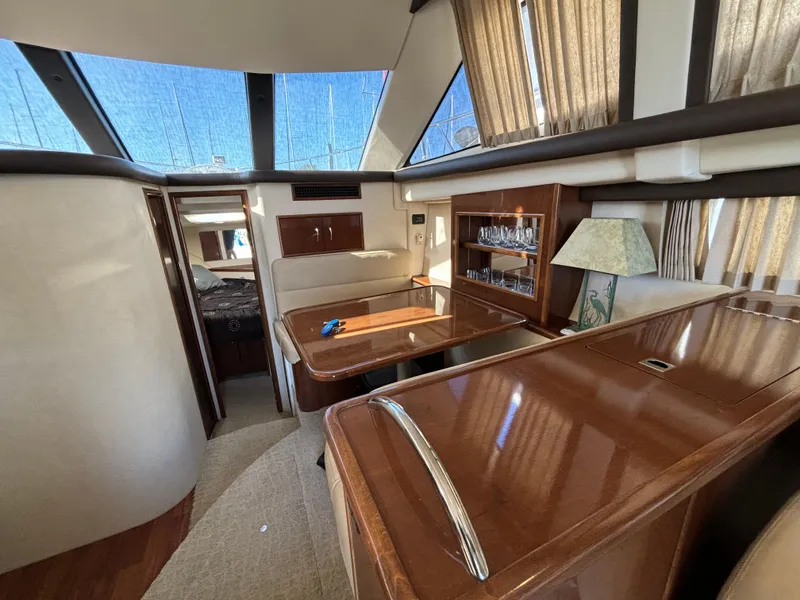 Slide: The Image of Interior of 2008 Carver 360 Sport Sedan with elegant wood finishes and ample natural light. - 37