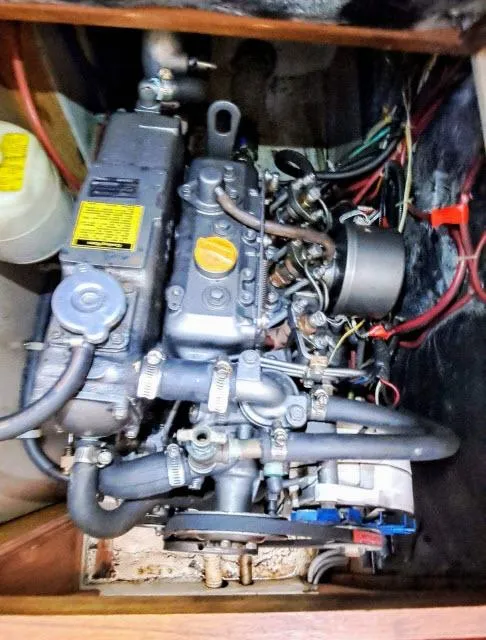 Slide: The Image of 1987 C&C 38 MKIII engine compartment with visible wiring and components. - 20