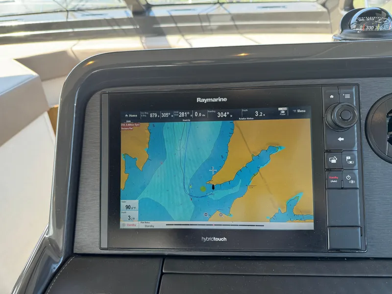 Slide: The Image of Raymarine navigation display on 2017 Sea Ray Sundancer 460 yacht, showing nautical chart. - 36