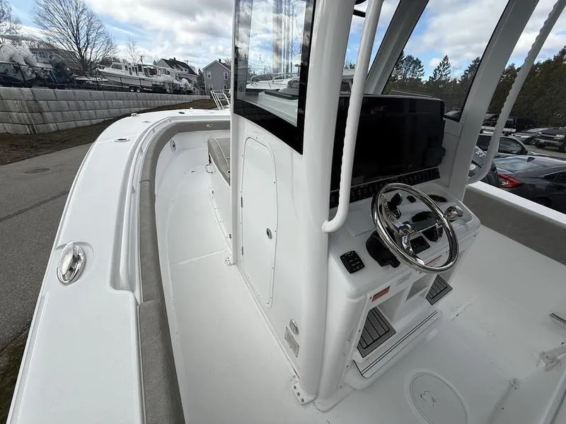 Slide: The Image of 2025 Sea Hunt Gamefish 28 Coffin Box boat, featuring sleek design and modern controls. - 15