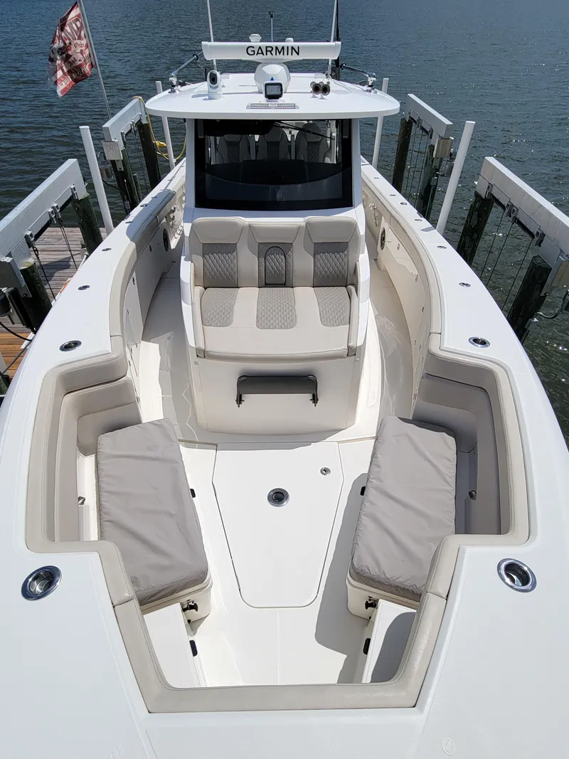 Slide: The Image of 2023 Solace 41 CS boat with spacious seating and modern design. - 44