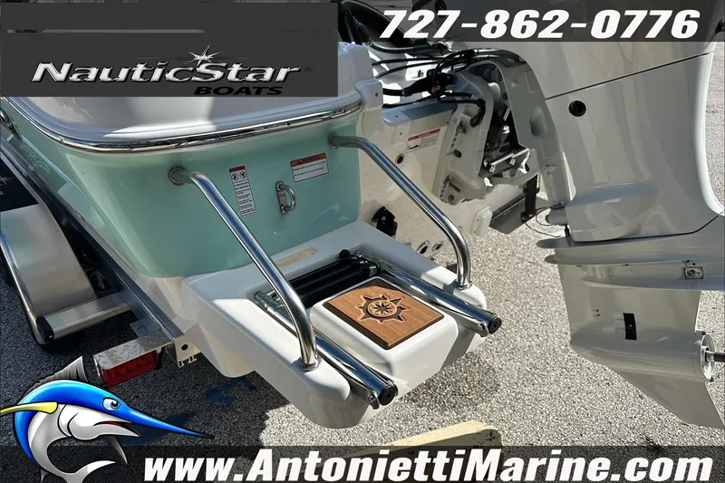 Slide: The Image of 2025 NauticStar 211 Hybrid boat with motor, displayed by Antonietti Marine. - 11