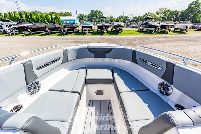 Slide: The Image of 2025 Chaparral 247 SSX boat interior with spacious seating and modern design. - 32