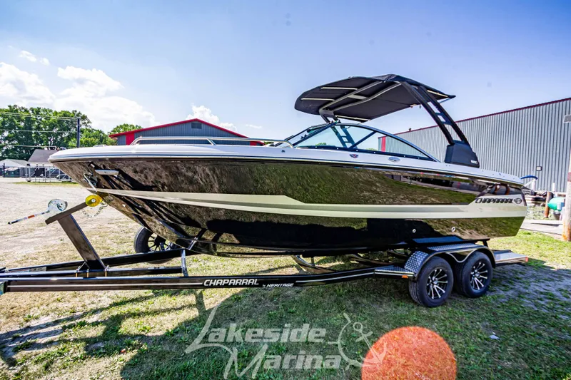 Slide: The Image of 2025 Chaparral 247 SSX boat on trailer at Lakeside Marina. - 9