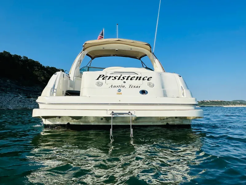 Slide: The Image of 2002 Sea Ray 410 Express Cruiser named "Persistence" on water in Austin, Texas. - 9