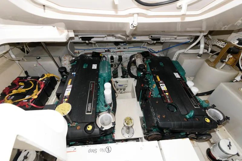 Slide: The Image of Engine room of 2006 Tiara Yachts 4300 Sovran with twin engines and equipment. - 24